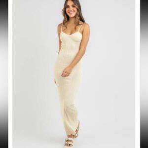 Ava and Ever Jemma maxi dress Beige Ribbed Knit Sleeveless Women’s US 2 UK 6 New